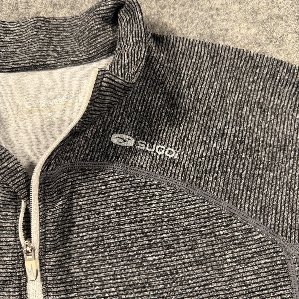 Sugoi Endurance 1/2 Zip Pullover Womens Small Gray Stripe Running Athletic Top - Picture 3 of 13
